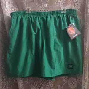 New Speedo Men's‎ Size XXL Green Swim Trunks Drawstring Waist Zippered Pocket